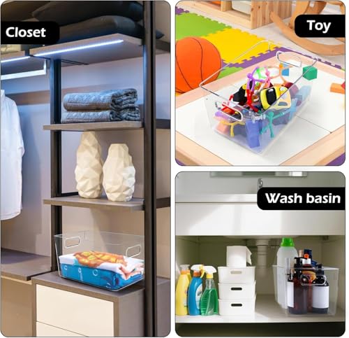 Clear Plastic Storage Bins 8 Pack - Pantry Organizers and Storage, Fridge Organizer Containers for Kitchen, Cabinet, Freezer, Bathroom, Clost, Home Organization - view 5