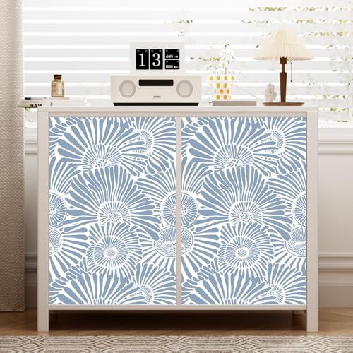 Blue and White Boho Floral Peel and Stick Wallpaper, 15.7"x394" - view 6