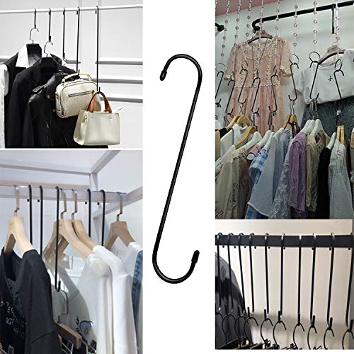 6 Pack 10 inch Extra Large S Hooks Black Heavy Duty Long S Hooks for Hanging Plant Extension Hooks for Kitchenware,Utensils,Pergola,Closet,Flower Basket,Garden,Patio,Indoor Outdoor Uses - view 6