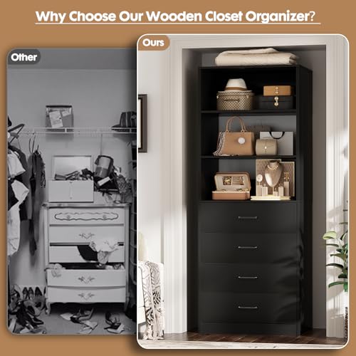 Closet Drawers System, 21.3" Wood Closet Organizer with 4 Drawers - view 7