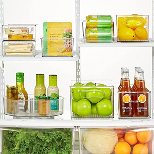 Plastic Divided Bin Storage Containers - Perfect for Fridge, Cabinet, Pantry, and Home Organization - Clear - Refrigerator Organizers - Ligne Collection - 2 Pack, Clear - view 3
