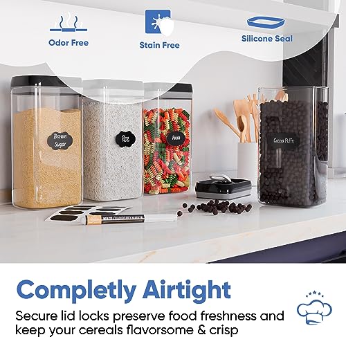 Airtight Food Storage Boxes with Labels - Kitchen Storage - Flour, Cereal, Pasta - Plastic Storage Boxes with Lids (4pcs-3.2L) - view 3