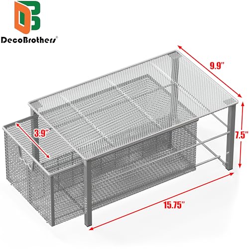Stackable Pull Out Cabinet Sliding Basket with Divider, Large - view 3