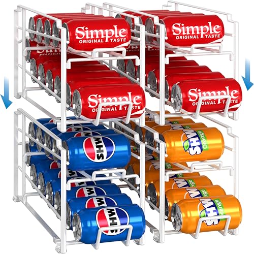 4-Pack Soda Can Stackable Rack Dispenser Organizer, White