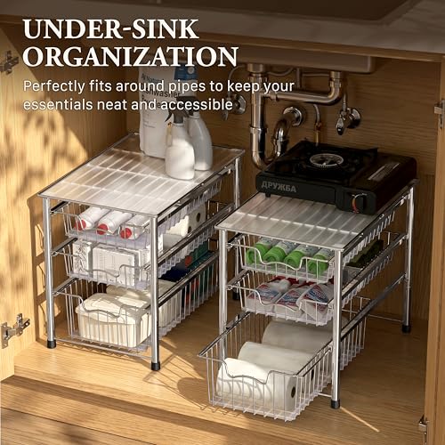 Stackable 3 Tier Sliding Basket Organizer Drawer, Chrome - view 6