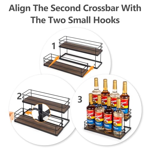 8 Bottle Capacity Coffee Syrup Organizer 2 Tier Coffee Syrup Stand Shelf for Coffee Bar Kitchen Small Wine Rack for Bar Family Storage for Syrup Wine Dressing - view 2