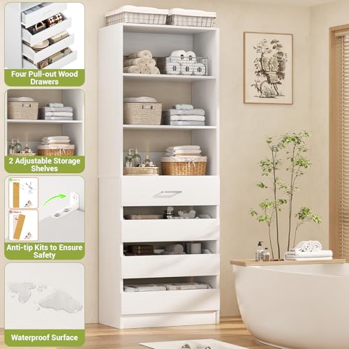 21.3" Closet System with 4 Drawers, Wood Closet Organizer, White - view 6