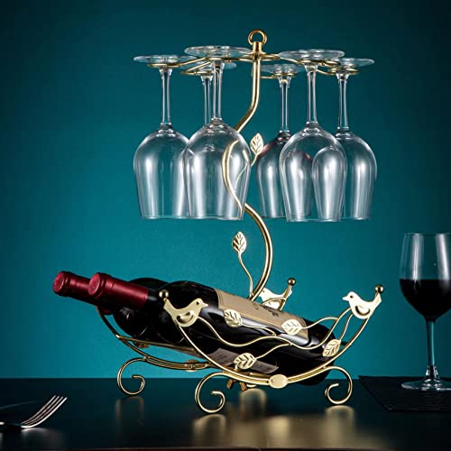 Wine Rack with Glass Holder-Hold 2 Wine Bottles and 6 Glasses - view 6