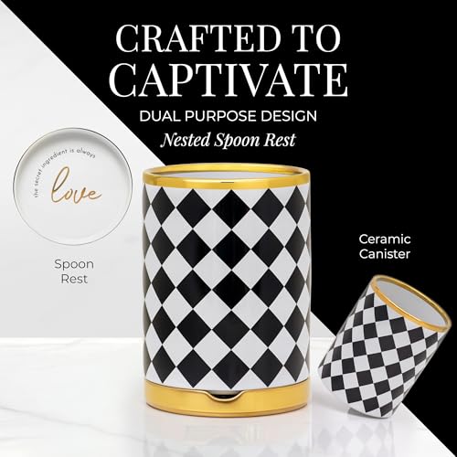 Black & White Checkered Utensil Holder Set - view 2