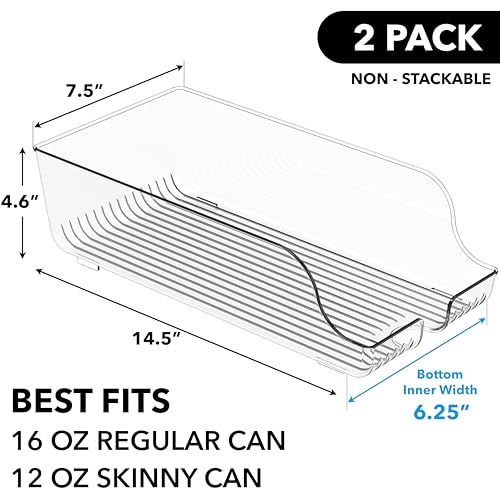 Tall Skinny Can Organizer and Dispenser for Refrigerator or Pantry, Clear, Set of 2 - view 3
