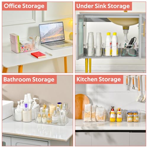 Clear Plastic Storage Bins - 12 Pack Pantry Organizers and Storage,Large Clear Pantry Organizer Bins, Plastic Containers with Handle for Kitchen, Cabinet, Bathroom, Classroom Organization - view 5
