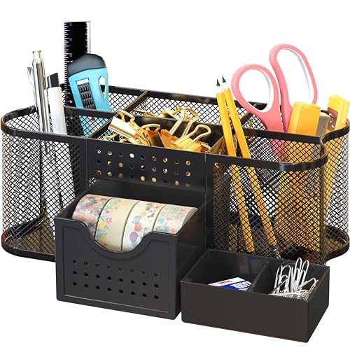 Desk Organizers Pen Holder Office Caddy Storage, Black - view 7