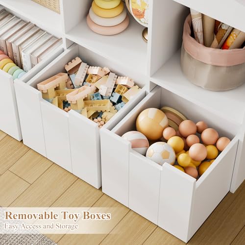 Toy Storage Organizer w/Bookshelf & Stuffed Animal Organizer, White - view 5