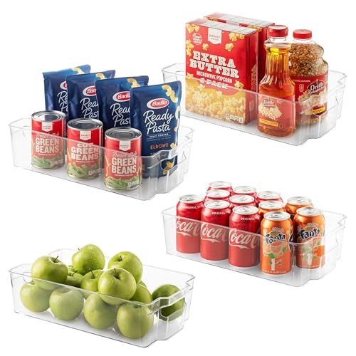 Set Of 10 Refrigerator Organizer Bins - 5 Wide and 5 Narrow Stackable Fridge Organizers for Freezer, Kitchen, Countertops, Cabinets - Clear Plastic Pantry Storage Rack - view 7