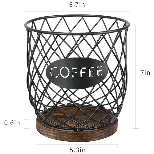 K Cup Holder Organizer, Sturdy Coffee Pod Holder Organizer, 35 Kcup Large Capacity Storage Basket for Kitchen Counter and Office Desktop (Circular Grid) - view 4