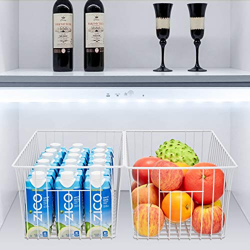 16inch Farmhouse Freezer Wire Baskets Organizer Storage Bins Large Organizer Baskets with Handles for Storage, Office, Kitchen, Pantry, Cabinet, Closets - Set of 6 (White 6) - view 6