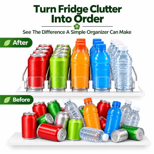 Drink Organizer for Fridge, 5 Row Automatic Adjustable Can Dispenser - view 4