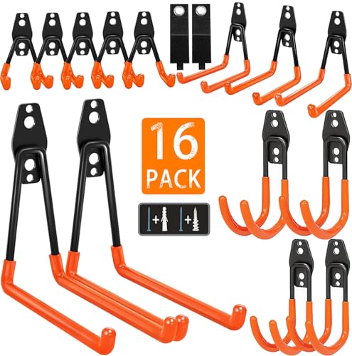 Steel Garage Storage Hooks-16 Pack Black Heavy Duty Wall Mount Hooks - view 8