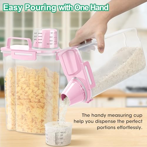 Rice Storage Container 5 Lbs, Small Airtight Dry Food Container for Flour Cereal Pasta Kitchen Pantry Organization -Red - view 2