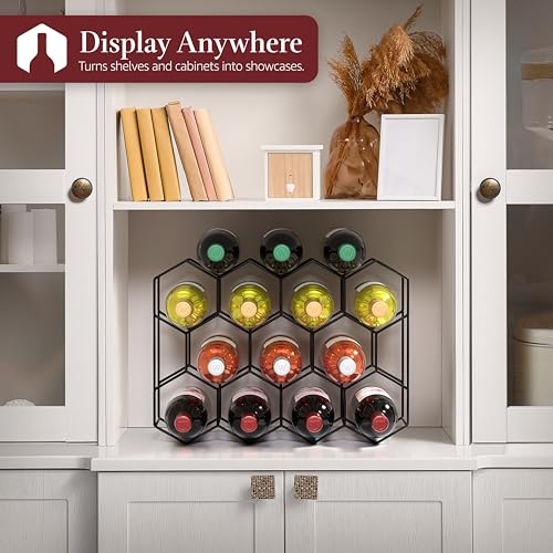 Countertop Wine Racks, Stackable Bottle Storage (14 Bottle, Black) - view 6