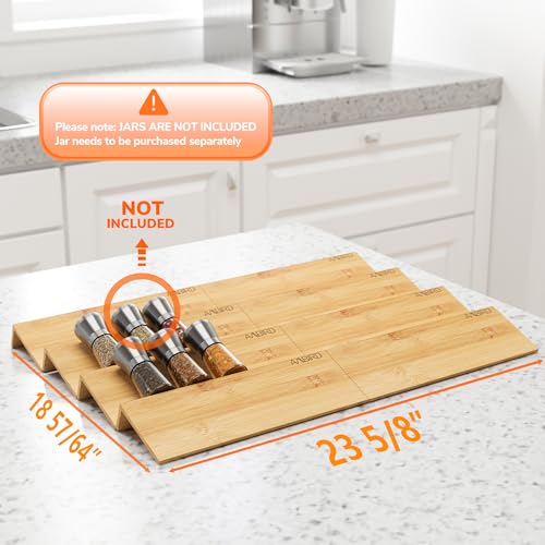 Bamboo Spice Drawer Organizer with Non-slip Mat,4 Tier - 2 Set Jar Spice Rack Tray From 12''to 24'',Hold up 48 Jars Seasoning Organizer for Kitchen,Cabinet,Drawers,Countertop - view 4