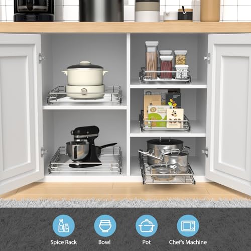Pull Out Cabinet Organizer,17.8” Slide Out Kitchen Organizers Storage - view 3