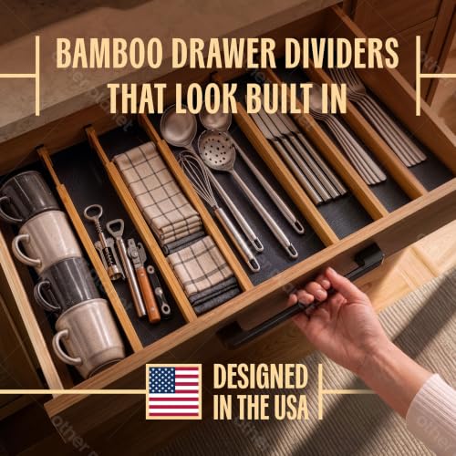 Drawer Dividers 2.3" Tall, 13.4-17.1" Adjustable, Bamboo, 6 Pack - view 2