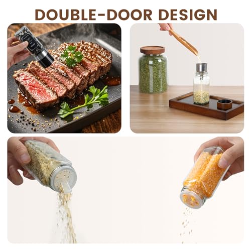 2 Pack Spice Rack with 24 Spice Jars, 4OZ Wood Lid Spice Containers with Expandable Spice Organizer Shelf, Spice Labels, Pepper Grinder Lids, Chalk Marker & Funnel Set for Drawer Kitchen Countertop - view 3