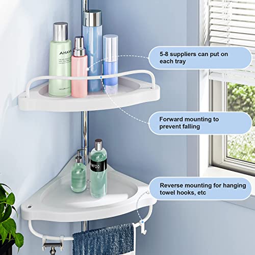 Corner Shower Caddy Tension Pole: Adjustable Stainless Steel Shower Organizer with 4 Tier Shelf for Bathroom Bathtub Tub Shampoo - Floor Standing Rack Bath Storage Holder with Rust Proof Rods - view 2