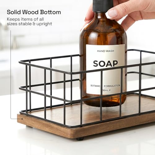 Bundle - 2 Items: Wood and Wire Baskets with Floating Shelves for Bathroom Decor, Toilet Paper Storage, Living Room Bedroom and Kitchen - view 7