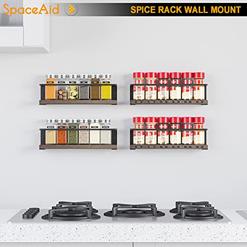 Spice Rack Organizer for Cabinet Door or Wall Mount (4 Pack) with 415 Spice Labels - Wood Hanging Seasoning Shelf for Cupboard Pantry or over the Stove - view 2