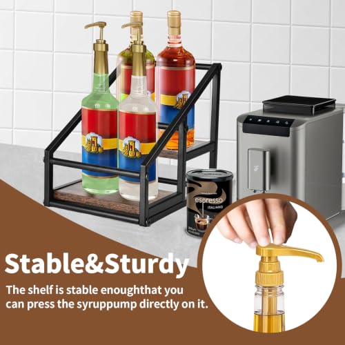 2-Tier Coffee Syrup Organizer, 4-Bottle Rack, Rustic Brown - view 5