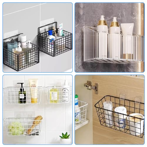Shower Caddy Bathroom Organizers 6 Pcs Bathtub Shampoo Holder Self-Adhesive Spice Storage Shelves Inside Rack Replacement Corner Heads Hooks Wall Strips Baskets Suction Cup Hook Integrated Mounted - view 6