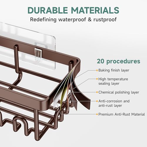 Shower Caddy 6-Pack, No Drilling & Rustproof, Waterproof Adhesive Shelves Rack with Soap Holder, Large Capacity Bathroom Organizers and Storage, Wall-Mounted Kitchen & Home Decor - view 4