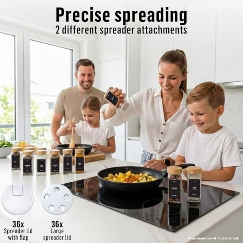 Spice Jars with Bamboo lids 36 x 4oz - Seasoning Jars +280 Labels - view 4