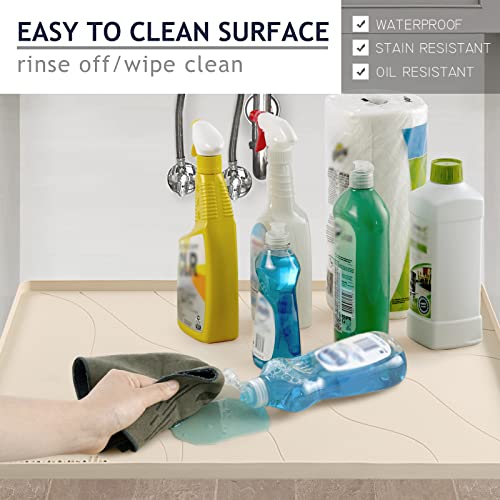 Heavy Duty Silicone Under Sink Mats for Kitchen Waterproof 31" x 22", Extra Thick Under Sink Rubber Mat Drip Tray, Raised Edge Under Sink Liner,Prevent Drips, Leaks, Spills,Taupe - view 5