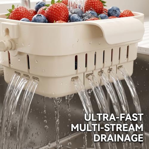 Foldable Hanging Sink Drain Basket,Compact Kitchen Organizer and Vegetable Strainer for Small Spaces,Collapsible Faucet Caddy for RV and Apartment(WHITE) - view 4