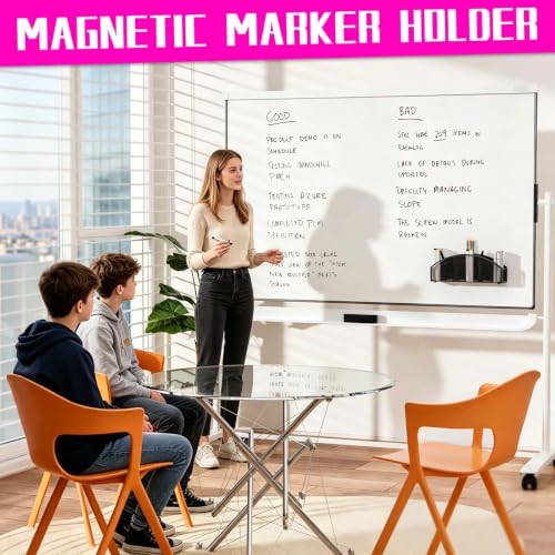 Large Magnetic Marker Holder, Heavy Duty Magnetic Whiteboard Organizer, 5 Slots Mesh Metal Magnetic Dry Erase Marker Holder Pencil Cup Caddy for Whiteboard Fridge Office (Black) - view 5