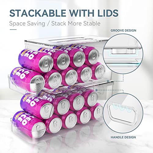 Soda Can Dispenser for Refrigerator with Lids, Stackable, 2 Pack - view 2