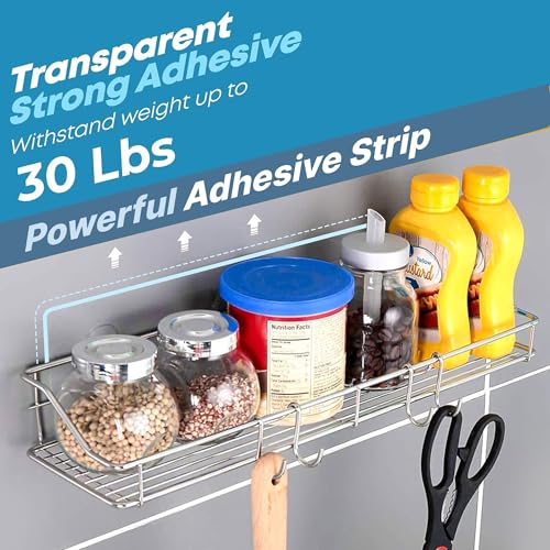Adhesive Shower Caddy, Shower Shelf Organizer, SUS304, 2 Pack, Silver - view 7