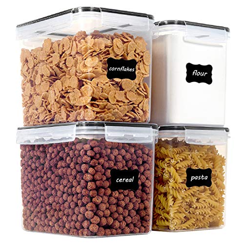 3.6L Food Storage Containers, 4 PCS, Black