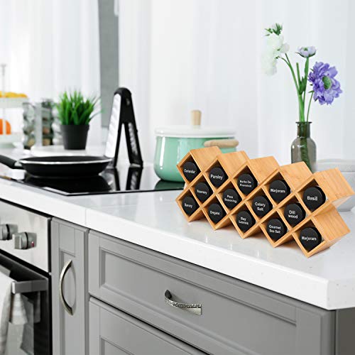 Bamboo Spice Rack Organizer 4-Tier Countertop Organiser, Criss-Cross Kitchen cabinet Free-Standing Countertop Storage shelf Fit for Spice Jar, Can, Bottle (Jars Not Include) - view 7