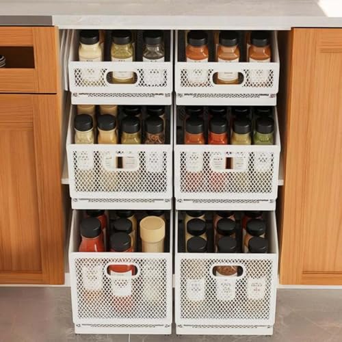 Pull-Out Cabinet Organizer W 9.4"x D 15.7"XH 8.3" Metal Steel Slide Basket with Adhesive Rails for Kitchen, Closet, Pantry Storage bathroom Sliding Drawer Rack undersink shelf - view 2