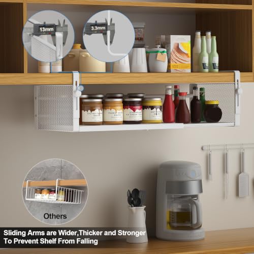 2Pack Expandable Under Shelf Storage Basket Organizer, White - view 5
