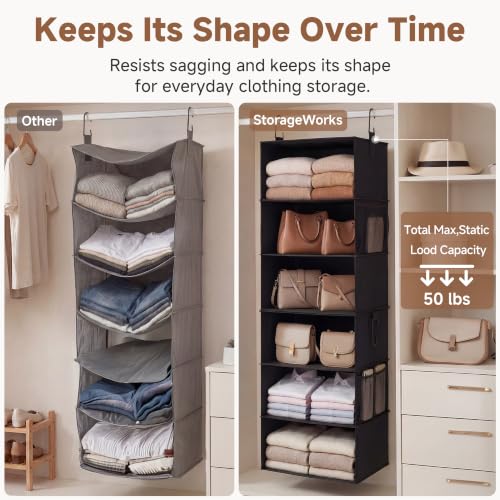Hanging Closet Organizer, 6-Shelf with 2-in-1 Design, Ivory - view 5