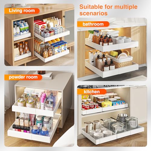1 Pack Expandable Pull Out Cabinet Organizer,21" Deep,White - view 6