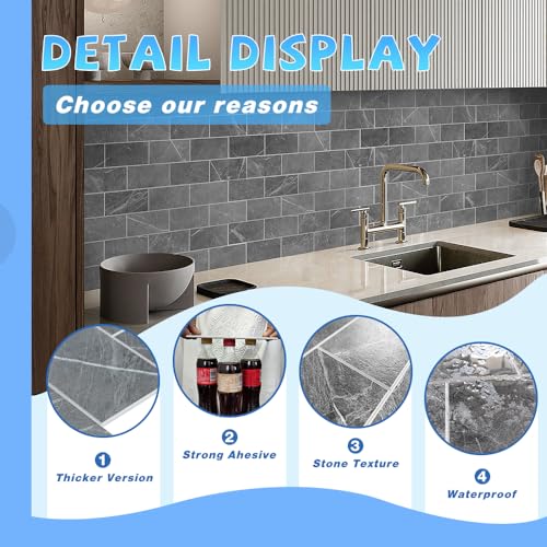 10PCS Charcoal Gray Peel and Stick Backsplash Tile for Kitchen Wall - view 2
