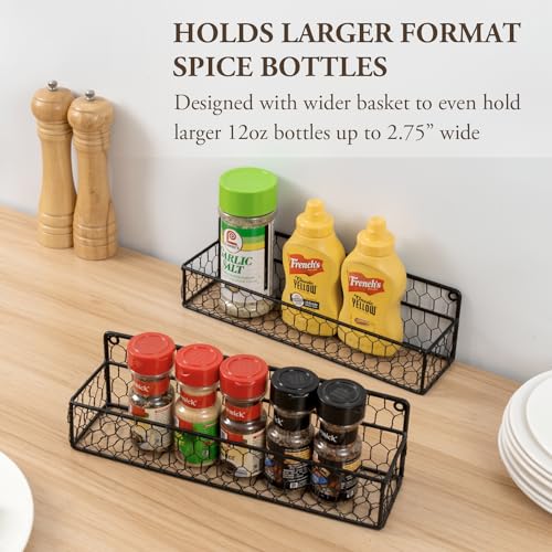 12 Inch Black Wire Wall Spice Rack Set of 2 Seasoning Shelf - view 2