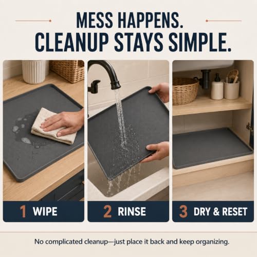 25“ x 19“ Waterproof Under Sink Mat for Bathroom,Kitchen,Pet Feeding Mat - view 4
