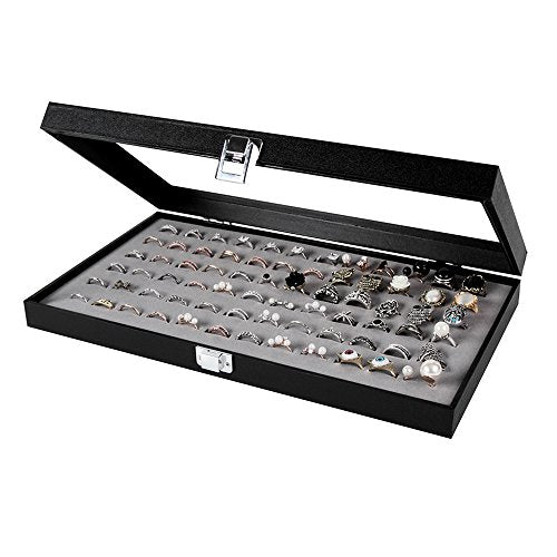 Ring Organizer - Versatile Ring Display Case and Ring Case - Perfect for Storing and Showcasing Multiple Rings - Elegant Ring Jewelry Box and Storage Solution (Gray Velvet) - MK248C